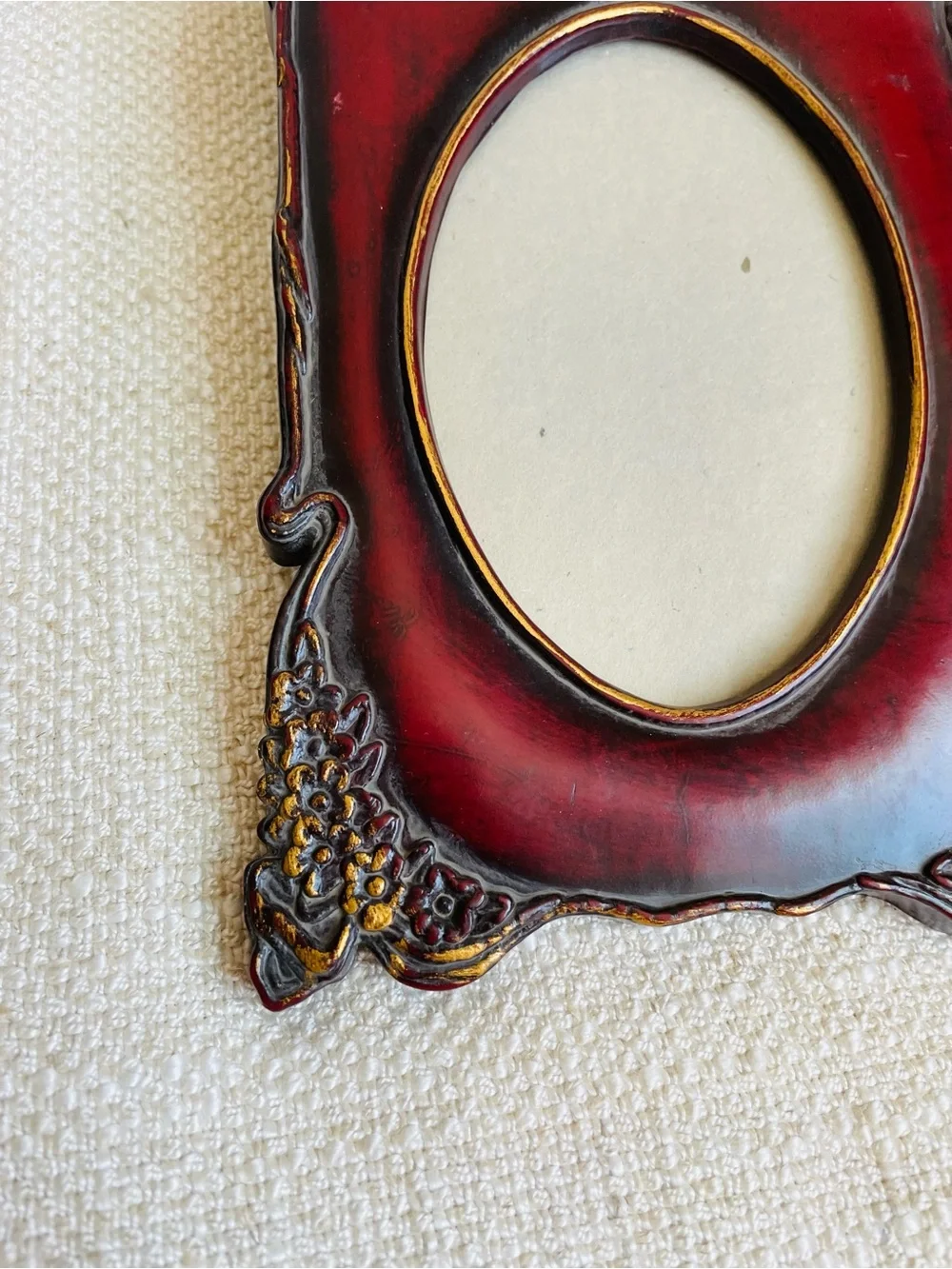 Vintage Double Oval Collage Ornate Picture Frame in Deep Mahogany Red Wood